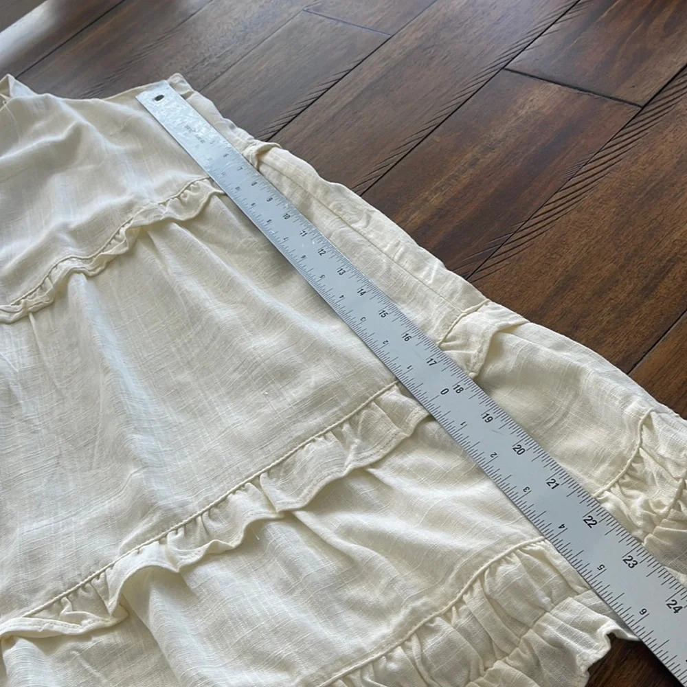 Black Tape Tiered Ruffled Sleeveless Dress petite large cream beige - Picture 15 of 16